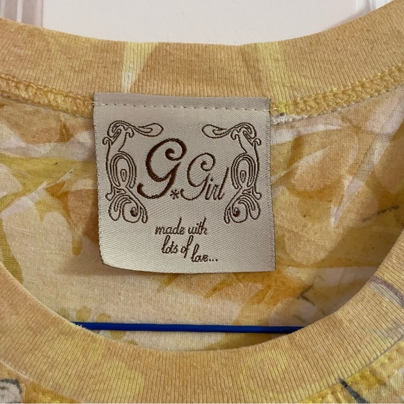 Yellow exotic floral tissue tee with burnout pattern - Picture 4 of 5